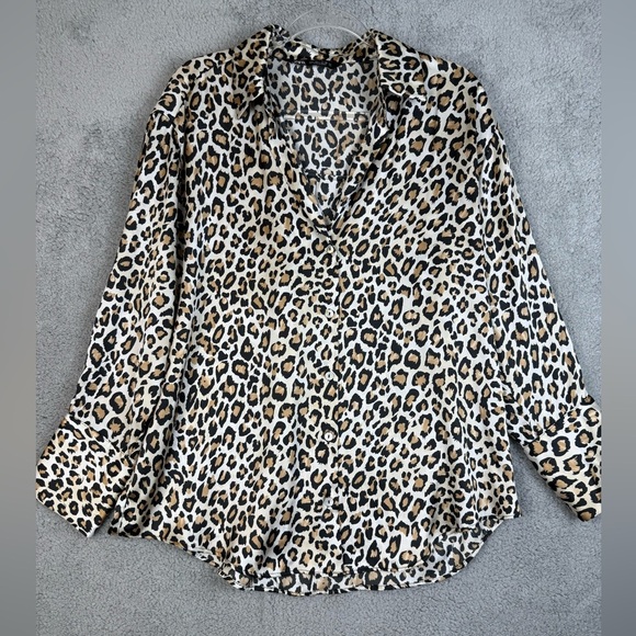Zara leopard print blouse size large preowned - Picture 1 of 6